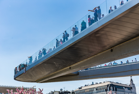 MOSCOW, RUSSIA - June 2, 2018: Floating bridge in Zaryadye Park in the center of the cityのeditorial素材