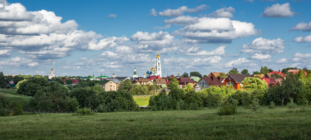 Panoramic view of the ancient Russian city Sergiev Posadの写真素材