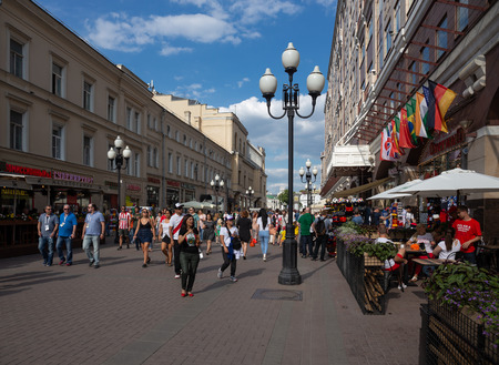 MOSCOW, RUSSIA - June 17, 2018: The famous pedestrian street in Moscow Old Arbatのeditorial素材