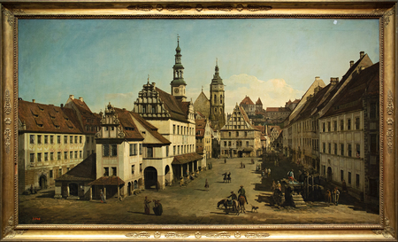 MOSCOW, RUSSIA - June 5, 2018: State Museum of Fine Arts named after AS Pushkin -BERNARDO BELLOTTO, colled CANALETTO, THE PIRNA MARKET PLACEのeditorial素材