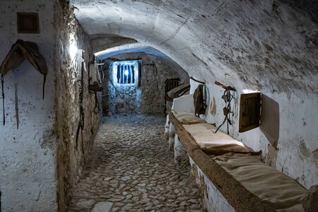 Interior of medieval stone stables in Spain