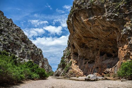 Canyon de la Calobra in the mountains of Tramontana on the island of Mallorcaの写真素材