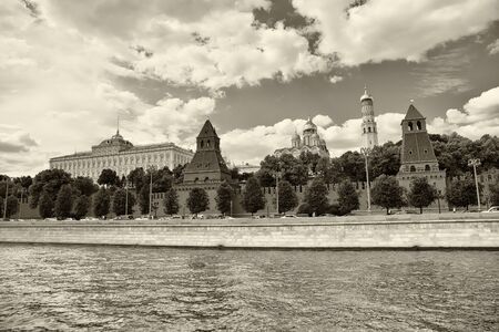 Embankment and the Kremlin in the historical center of Moscow, Russiaの写真素材