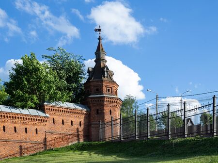 Old brick fortress wall in Sergiev Posad, Russiaの写真素材
