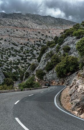 Winding highway in the mountains  of Sierra de Tramuntana on the island of Mallorca