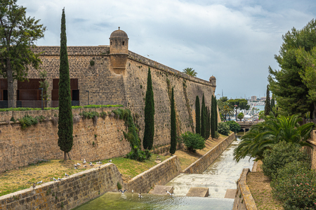Majorca, Spain - 9.06.2019: Historic canal in Palma de Majorca city center, Balearic Islandsのeditorial素材