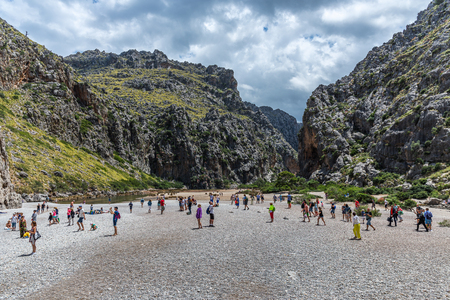 Mallorca, Spain - 12.06.2019: Canyon de la Calobra in the mountains of Tramontana on the island of Mallorcaのeditorial素材