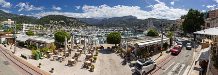 Soller, Spain - 26.05.2019: Panoramic view of Porte de Soller, Mallorca, Spainのeditorial素材
