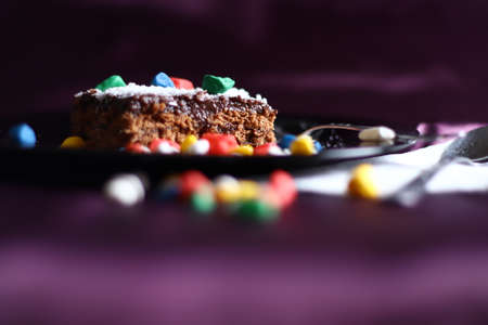 From the photos I made for the ingredients at home and the cake prepared by my wife...の写真素材