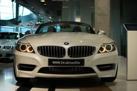 MUNICH - SEPTEMBER 19: New model BMW Z4 at BMW Welt Expo center on September 19, 2012 in Munichのeditorial素材
