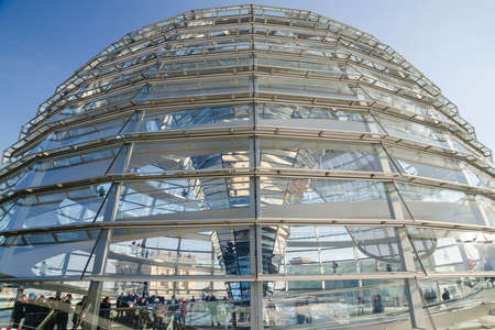 BERLIN - MARCH 16: Reichstag glass dome on March 16, 2013 in Berlin. The current Reichstag dome is a glass dome constructed on top of the rebuilt Reichstag building in Berlin.のeditorial素材