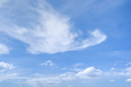 Cirrus and Cumulus clouds in blue summer sky natural backgroundの写真素材