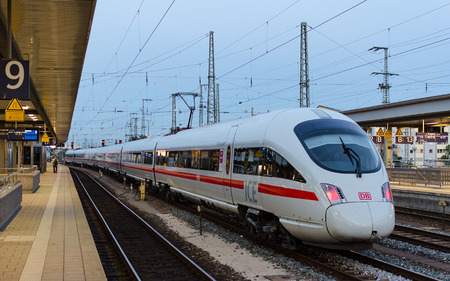 Munich, Germany - August 27, 2014: High-speed electric train ICE T of German rail lines company...