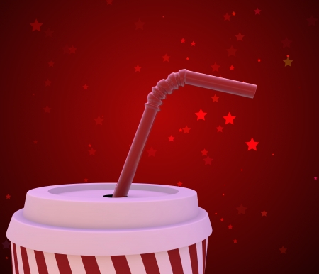 Beverage cup on red backgroundの写真素材