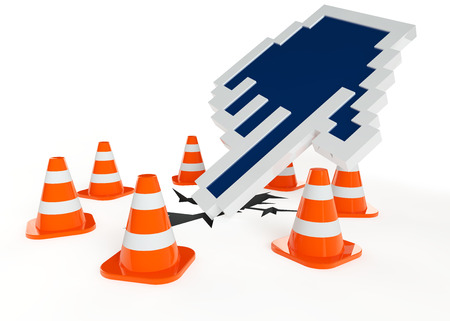 Traffic Cones with a finger pointerの写真素材