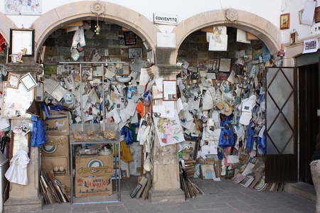 Santo Nino de Atocha Temple, December 20, 2012  Roof of the temple in which the people who have been favored with some miracle placed drawings, letters or acknowledgments. It is an act of faith of religious believers of the Catholic Church.のeditorial素材