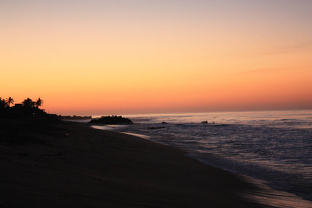 Sunrise in Playa Ventura, Guerrero. Mexicoの写真素材
