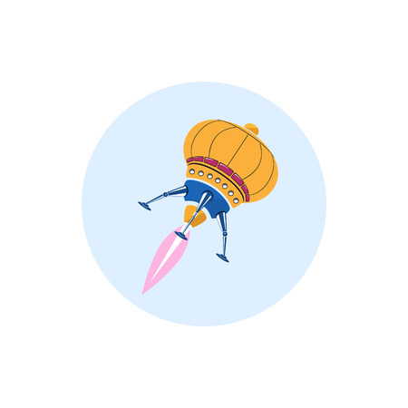 Colorful round  icon rocket,ufo icon,  vector illustrationのイラスト素材