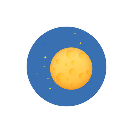 Icon moon in space among the stars and planets, vector illustrationのイラスト素材