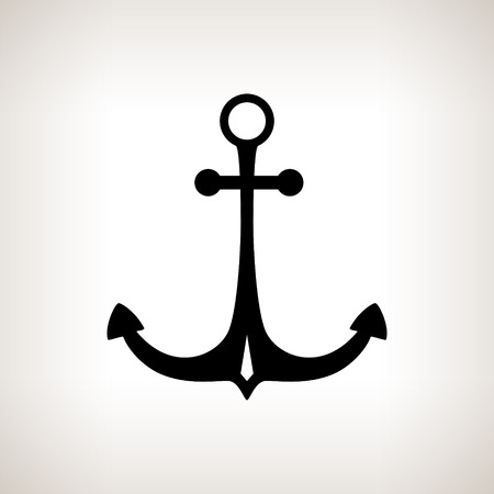 Silhouette anchor on a light background,  black and white  vector illustration