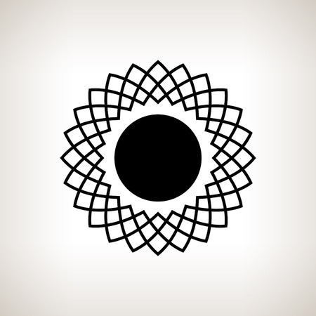 Silhouette abstract sun  on a light background , black and white  vector illustrationのイラスト素材