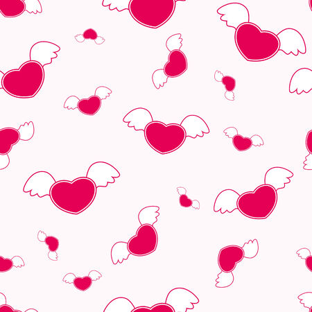 Heart with wings,  seamless pattern , vector illustrationのイラスト素材