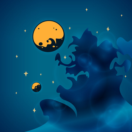Galaxy, nebula, planets and stars in space, vector illustrationのイラスト素材