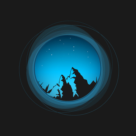Silhouette of the mountains in a circleのイラスト素材