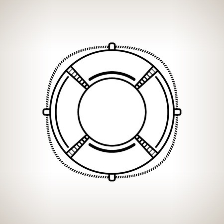 Silhouette lifebuoy, lifebelt on a light background,  black and white  vector illustrationのイラスト素材