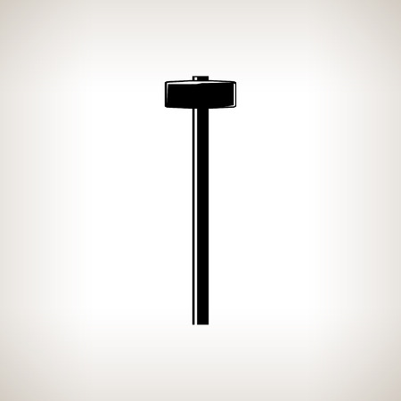 Silhouette sledgehammer or hammer ,claw hammer on a light background, hand tool with a hard head attached perpendicular to the handle ,black and white vector illustrationのイラスト素材