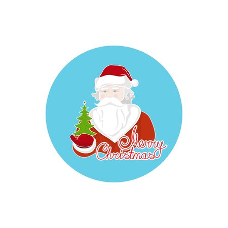 Colorful Icon Santa Claus Holds in Hand a Green Christmas Treeのイラスト素材