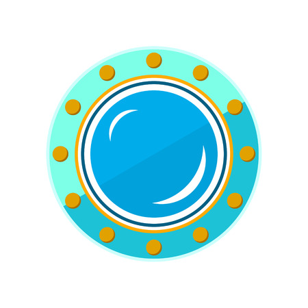 Porthole, Shipboard Window, Round Ship Porthole Isolated on White, Vector Illustrationのイラスト素材