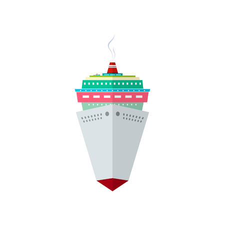 Cruise Ship Isolated on White, a Front View of the Liner, Travel Concept , Vector Illustrationのイラスト素材