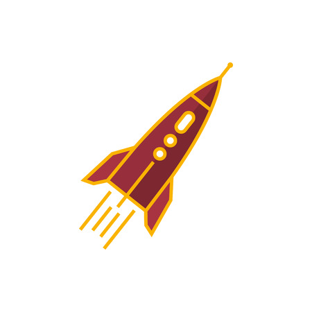 Rocket, Spaceship Isolated on White Background, Vector Illustrationのイラスト素材