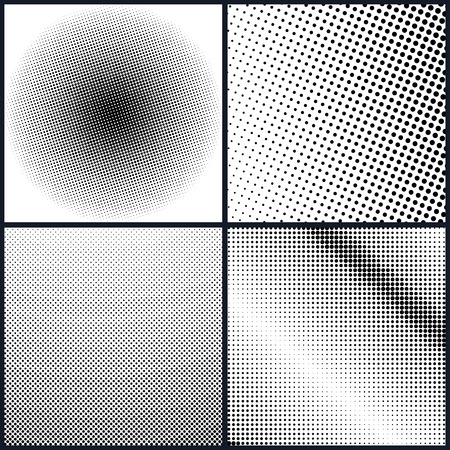 Set of Pop Art Background , Black Dots on a White Background, Halftone Background, Retro Style, Vector Illustrationのイラスト素材