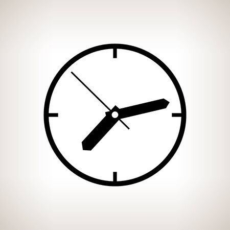 Silhouette watch, wall clock on a light background , black and white   illustrationの写真素材