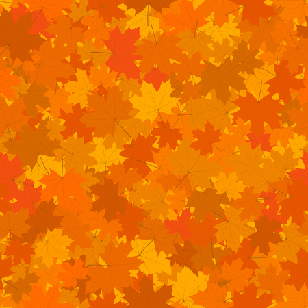 Autumn Seamless Background, Fallen Yellow and Orange Maple Leaves, Vector Illustrationのイラスト素材