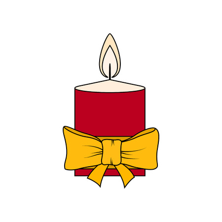 Colorful Christmas Festive Candle Isolated on White Background, Christmas Decorations, Merry Christmas and Happy New Year , Vector Illustrationのイラスト素材