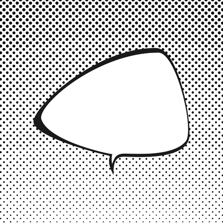 Triangular Speech Bubble on White Background with Black Dots , Halftone Background, Retro Style, Gradient from the Top Down, Vector Illustrationのイラスト素材