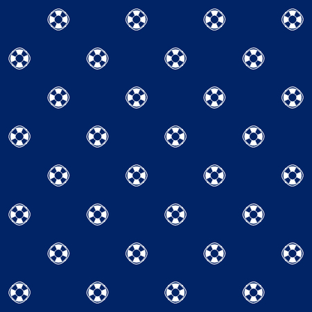 White Lifebuoy on Blue Background, Seamless Marine Pattern ,Travel and Tourism Concept, Vector Illustrationのイラスト素材