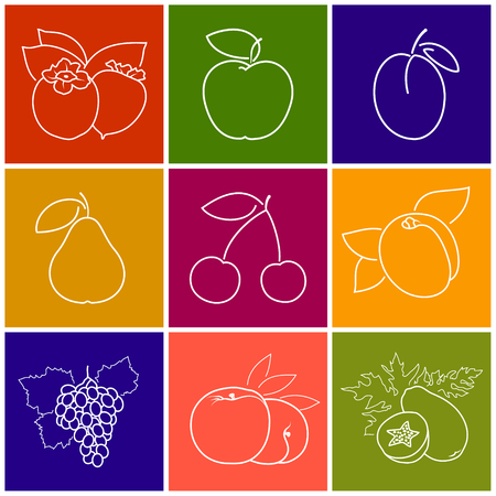 Thin Line fruits style Design Vector Illustration.のイラスト素材