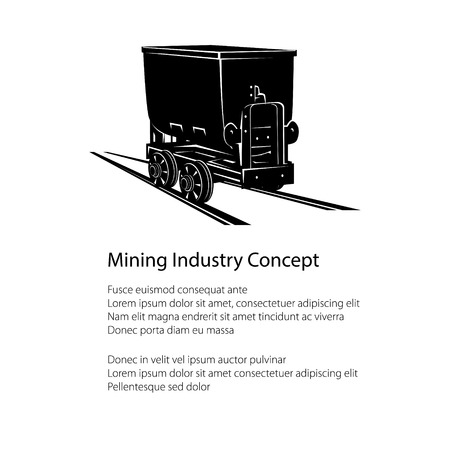 Silhouette Coal Mine Trolley and Text, Mining Industry Concept, Poster Flyer Brochure Design, Vector Illustrationのイラスト素材
