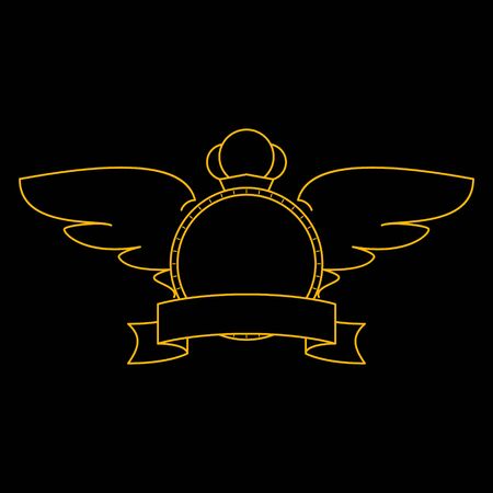 Empty label with a ribbon and wings bannerのイラスト素材