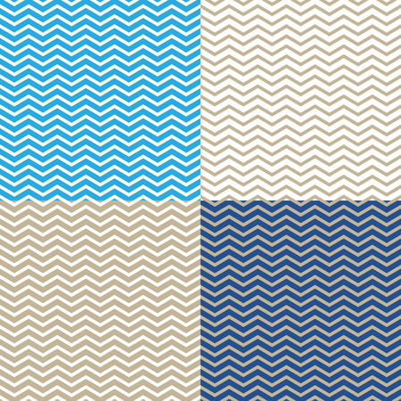 Set of four Seamless Pattern, Geometric Abstract Wave on Different Colored Background.のイラスト素材