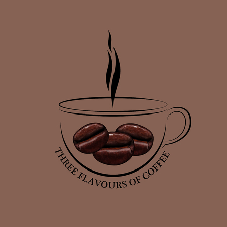 Cup of Hot Coffee with Ferry and Grainsのイラスト素材