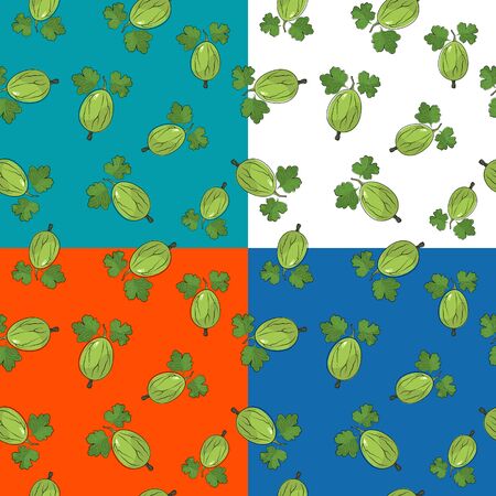 Set of four Seamless Fruit Patternsのイラスト素材