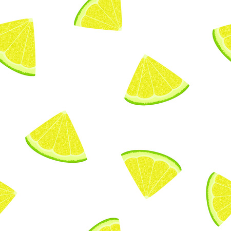 Seamless Pattern with a Slice of Lime or Lemon , Juicy Fresh Slice of Citrus, Summer Time, Vector Illustrationのイラスト素材