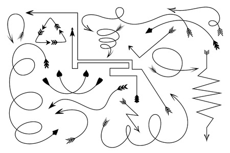 Set of black arrows on white background, vector illustration.のイラスト素材