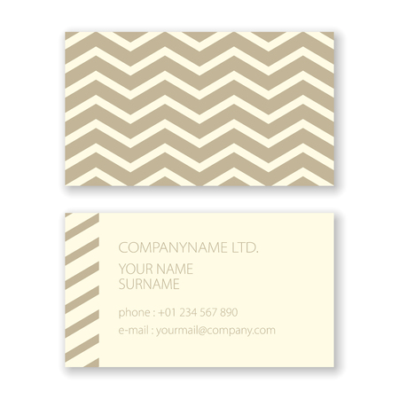 Beige Business Card with Geometric Abstract Wave Pattern, Vector Illustrationのイラスト素材