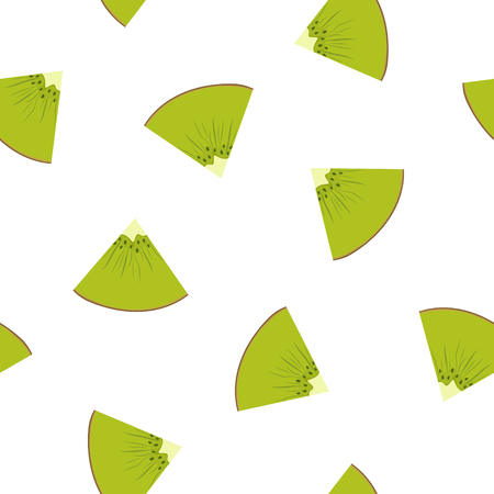Seamless Pattern with a Slice of Kiwifruit , Juicy Fresh Slice of Summer Fruit, Vector Illustrationのイラスト素材